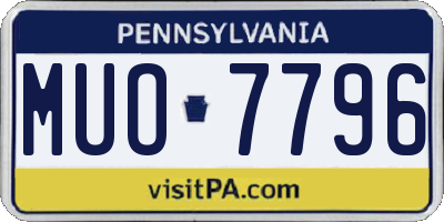 PA license plate MUO7796