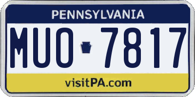 PA license plate MUO7817