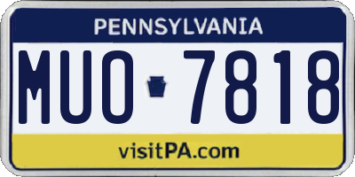 PA license plate MUO7818