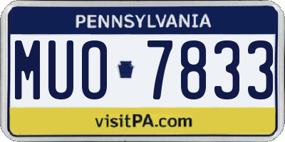 PA license plate MUO7833