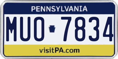 PA license plate MUO7834