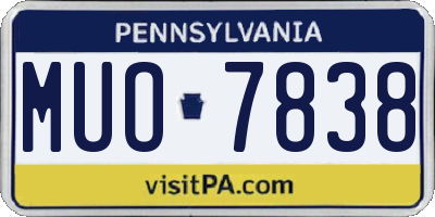 PA license plate MUO7838