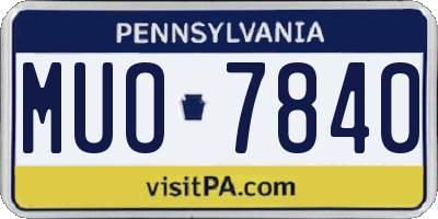 PA license plate MUO7840