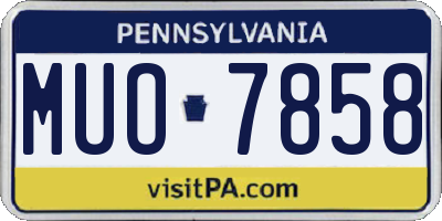 PA license plate MUO7858