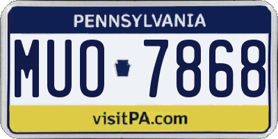 PA license plate MUO7868