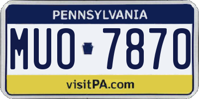 PA license plate MUO7870