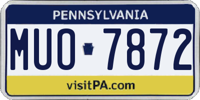 PA license plate MUO7872