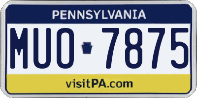 PA license plate MUO7875