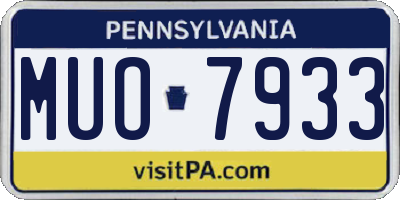 PA license plate MUO7933