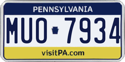 PA license plate MUO7934