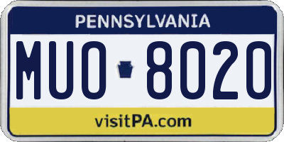 PA license plate MUO8020