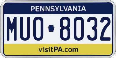 PA license plate MUO8032