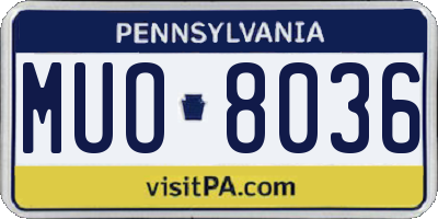 PA license plate MUO8036