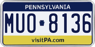 PA license plate MUO8136