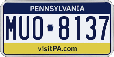 PA license plate MUO8137