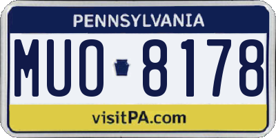 PA license plate MUO8178