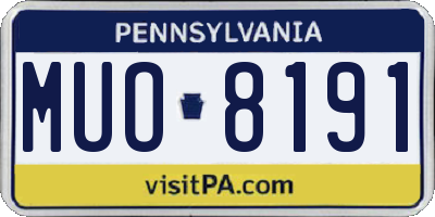 PA license plate MUO8191