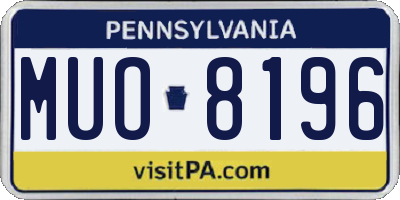PA license plate MUO8196