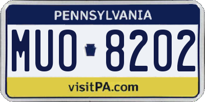 PA license plate MUO8202
