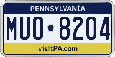 PA license plate MUO8204