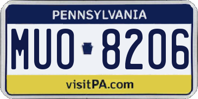 PA license plate MUO8206