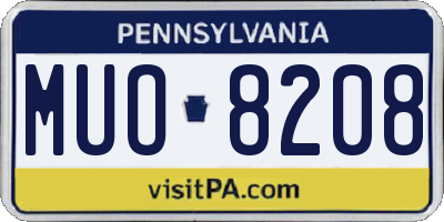 PA license plate MUO8208