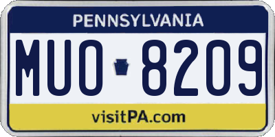PA license plate MUO8209