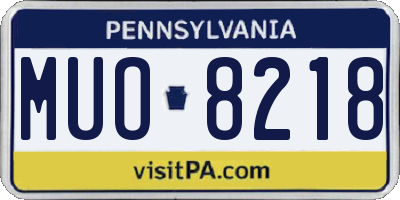 PA license plate MUO8218