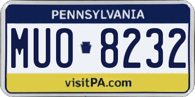 PA license plate MUO8232