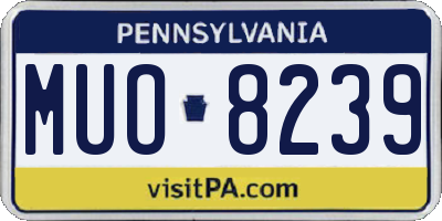 PA license plate MUO8239