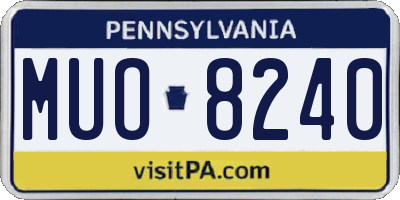 PA license plate MUO8240
