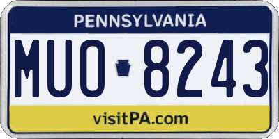 PA license plate MUO8243
