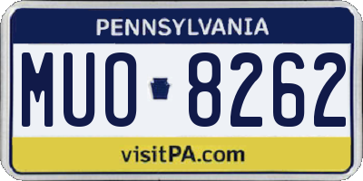 PA license plate MUO8262