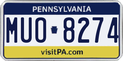 PA license plate MUO8274