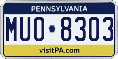 PA license plate MUO8303