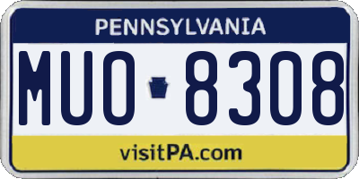 PA license plate MUO8308