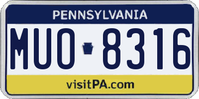 PA license plate MUO8316
