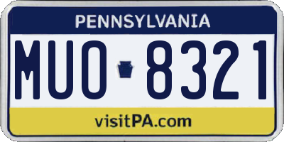 PA license plate MUO8321
