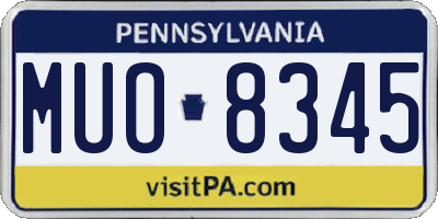PA license plate MUO8345