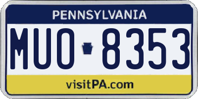 PA license plate MUO8353