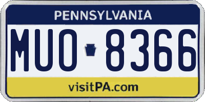 PA license plate MUO8366