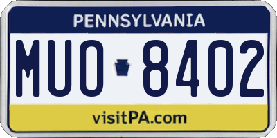 PA license plate MUO8402