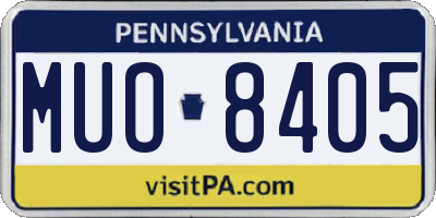 PA license plate MUO8405