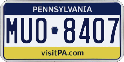 PA license plate MUO8407