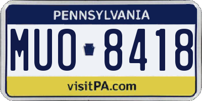 PA license plate MUO8418