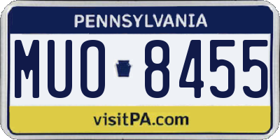 PA license plate MUO8455