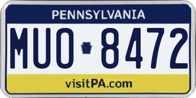 PA license plate MUO8472