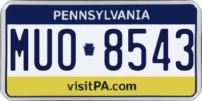 PA license plate MUO8543