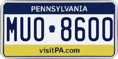 PA license plate MUO8600
