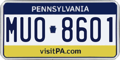 PA license plate MUO8601